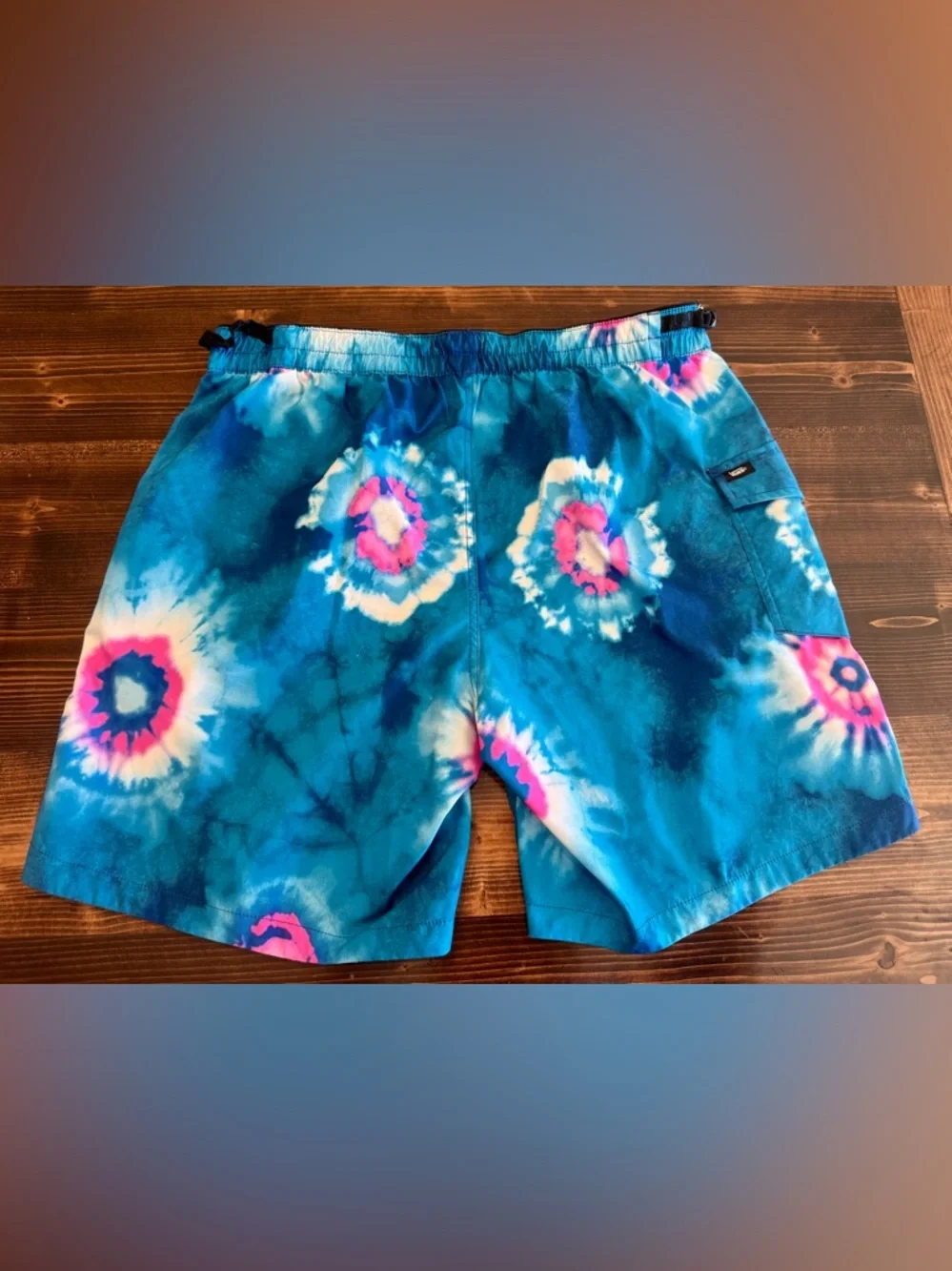 Vans‎ Blue & Pink Tie-Dye Swim Trunks Size M with 8” Inseam